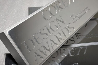 Precision machined trophies for Core77 Design Awards